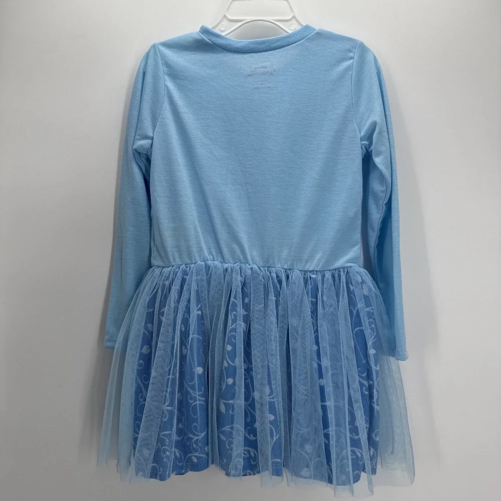Disney Princess Cinderella‎ Blue Tutu Dress Girls Long Sleeve Tulle Skirt 6/6X